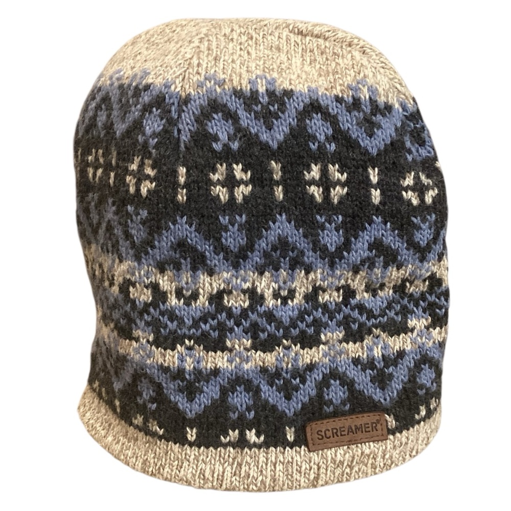 Screamer‎ Nordic Fair Isle Knit Beanie with Fleece Lining – Cozy Winter Hat Wool